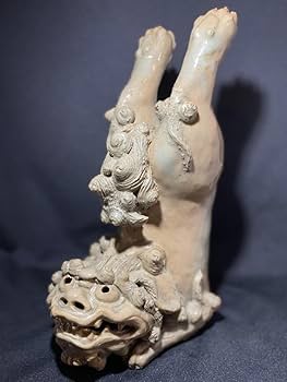 Amazon.co.jp: 萩焼 獅子 置物（青磁／逆さ獅子／飛び獅子